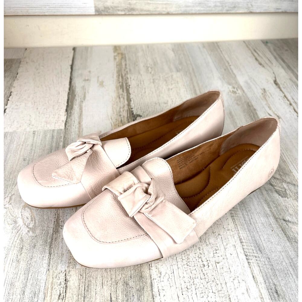 Børn Womens 11 Light Pink Carrine Bow Leather Slip-On Loafers NEW